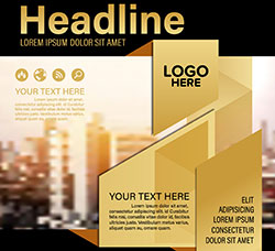 25套矢量的金色宣传册版式设计模板：Gold brochure layout design template, annual report